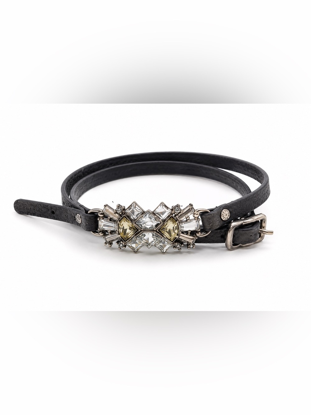 Chloe + Isabel Black Suede Wrap Bracelet with Crystal Cluster